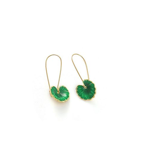 SOHI Womens Green Lotus Leaf Drop Earrings