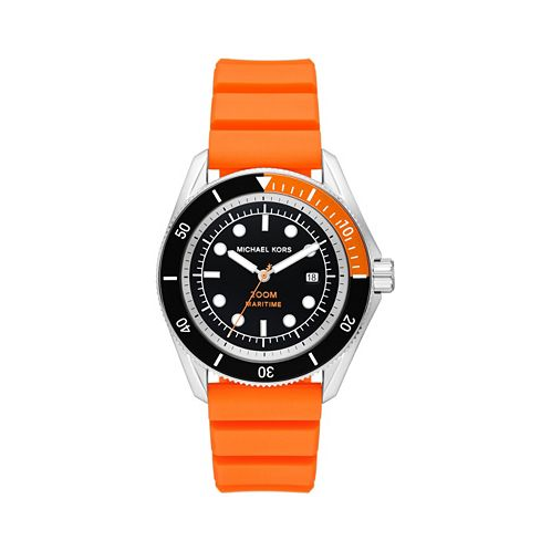 Michael Kors Mens Maritime Three-Hand Orange Silicone Watch 42mm