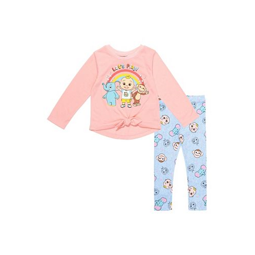 CoComelon Knotted Pullover Long Sleeve Graphic T-Shirt & Leggings Set Toddler|Child Girls