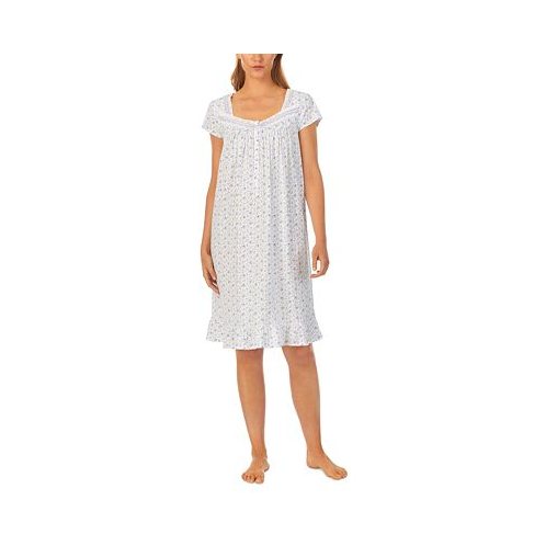 Eileen West Womens Cotton Cap-Sleeve Floral Nightgown