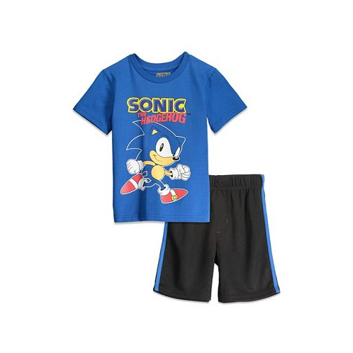 Sega Sonic the Hedgehog Athletic Pullover T-Shirt & Shorts Outfit Set Toddler |Child Boys