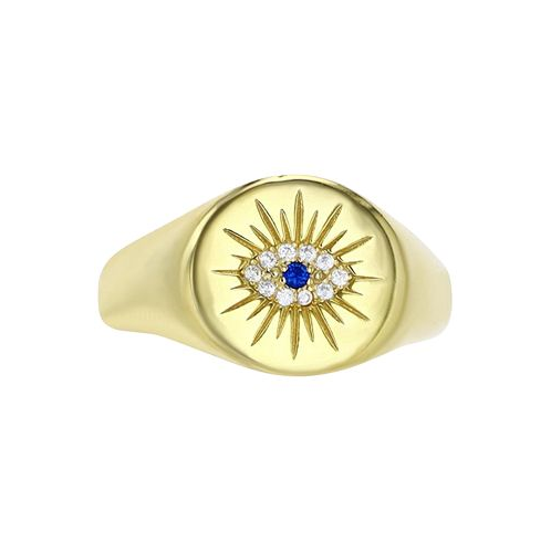 Macys Cubic Zirconia & Lab Grown Blue Spinel Accent Evil Eye Ring in Sterling Silver