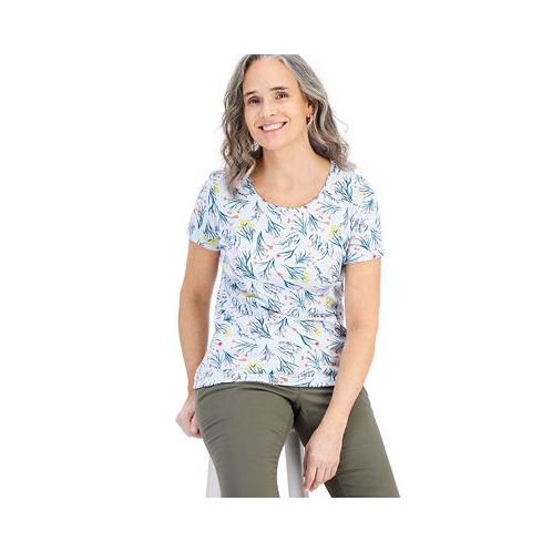 Style & Co Womens Short-Sleeve Printed Scoop-Neck Top