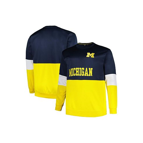 Profile Mens Navy Michigan Wolverines Big and Tall Fleece Pullover Sweatshirt