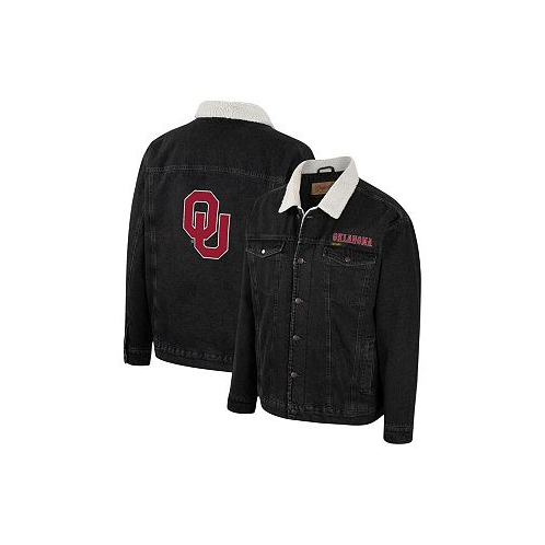 Colosseum Mens x Wrangler Charcoal Oklahoma Sooners Western Button-Up Denim Jacket