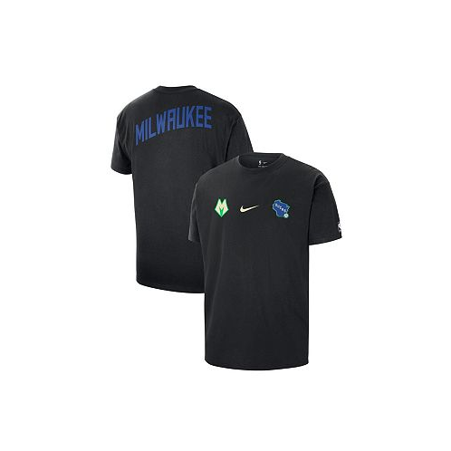 Nike Mens Black Milwaukee Bucks 2023/24 City Edition Courtside Max90 T-shirt