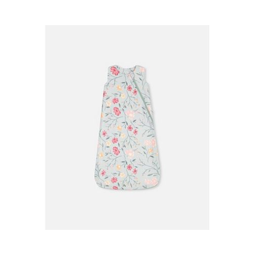 Deux par Deux Baby Girl Cotton Muslin Sleep Bag Light Blue With Printed Romantic Flowers - Infant