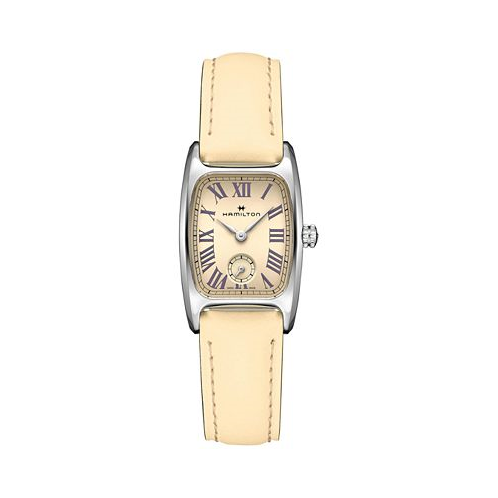 Hamilton Womens Swiss American Classic Small Second Beige Leather Strap Watch 24x27mm