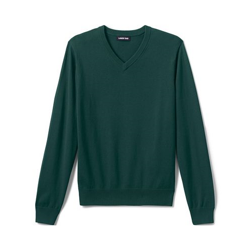 Lands End Mens School Uniform Cotton Modal Fine Gauge V-neck Sweater