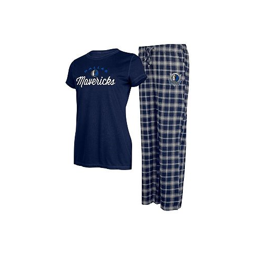 College Concepts Womens Navy Gray Dallas Mavericks Arctic T-shirt and Flannel Pants Sleep Set