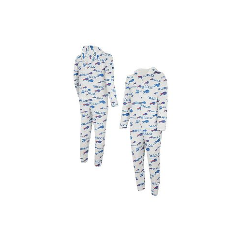 Concepts Sport Mens White Buffalo Bills Allover Print Docket Union Full-Zip Hooded Pajama Suit