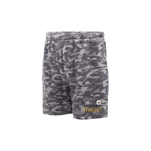 Concepts Sport Mens Charcoal Pittsburgh Steelers Biscayne Camo Shorts