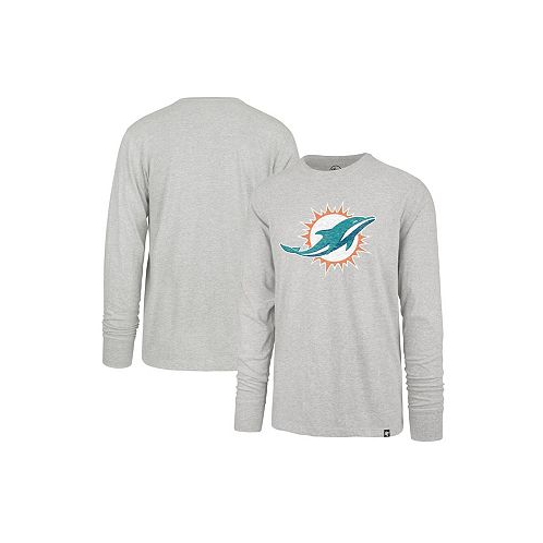 47 Brand Mens Gray Distressed Miami Dolphins Premier Franklin Long Sleeve T-shirt