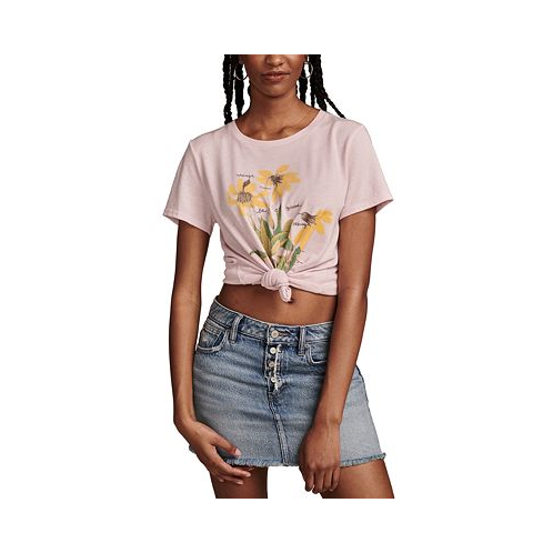 Lucky Brand Womens Change Is Good Floral-Graphic T-Shirt