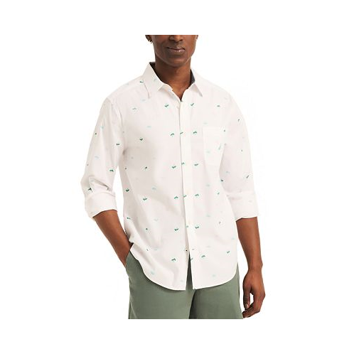 Nautica Mens Classic-Fit Colorful Palm Tree Print Oxford Long Sleeve Shirt