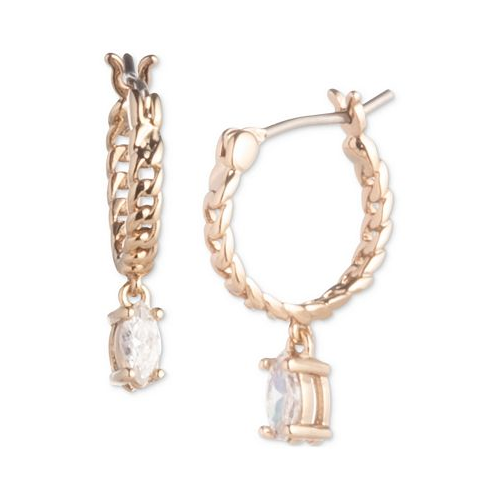 Givenchy Gold-Tone Cubic Zirconia Charm Chain Link Hoop Earrings