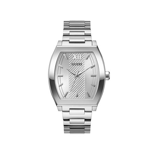 GUESS Mens Analog Silver-Tone 100% Steel Watch 42mm