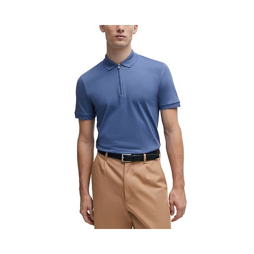Hugo Boss Mens Zip Placket Slim-Fit Polo Shirt