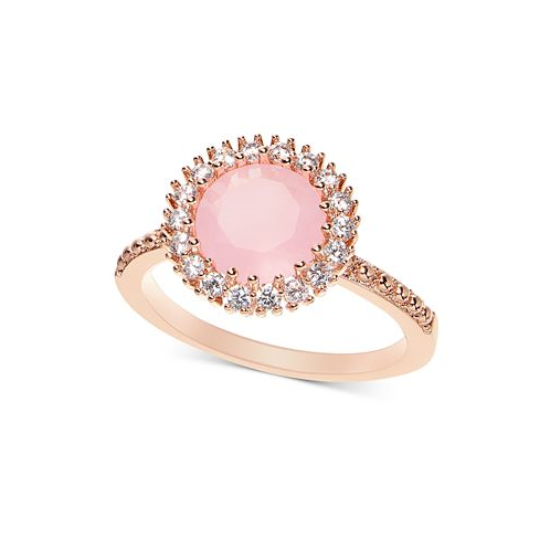 Charter Club Rose Gold-Tone Pave & Color Crystal Halo Ring