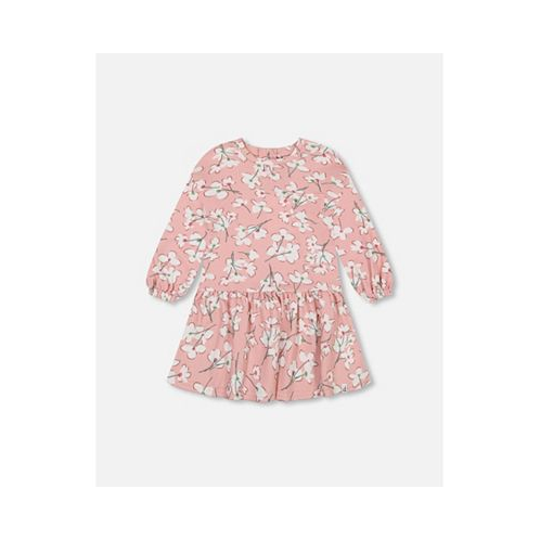 Deux par Deux Baby Girl French Terry Dress Pink Jasmine Flower Print - Infant