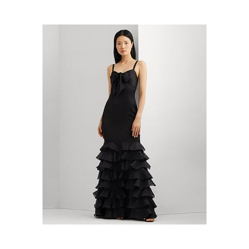 POLO Ralph Lauren Womens Satin Tiered Ruffled Gown
