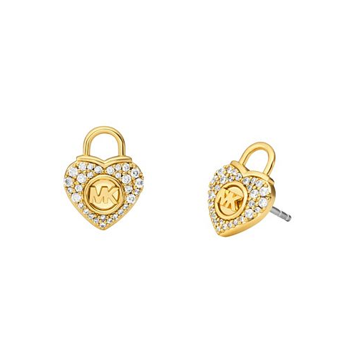Michael Kors Silver-Tone or Gold-Tone Heart Lock Stud Earrings