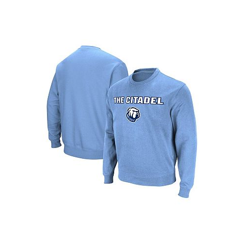 Colosseum Mens Light Blue Citadel Bulldogs Arch & Logo Pullover Sweatshirt