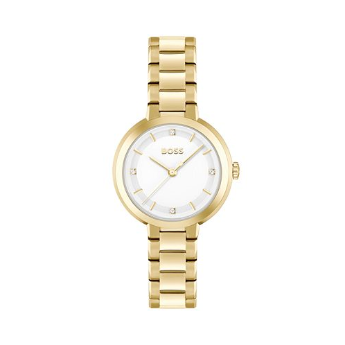 Hugo Boss Womens Sena Quartz Ionic Plated Thin Gold-Tone Steel Watch 34mm