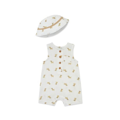 Little Me Baby Boys Puppies Romper with Hat