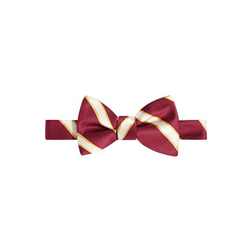 Tayion Collection Mens Crimson & Cream Stripe Bow Tie