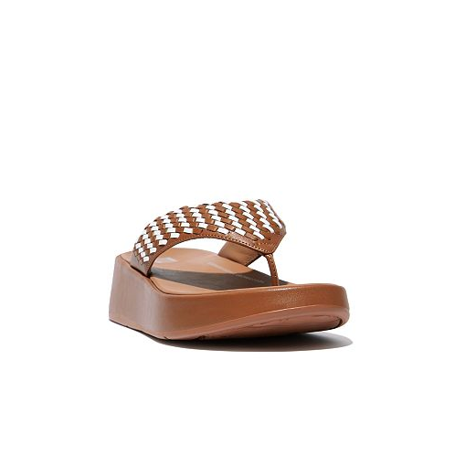 FitFlop Womens F-Mode Woven-Leather Flatform Toe-Post Sandals