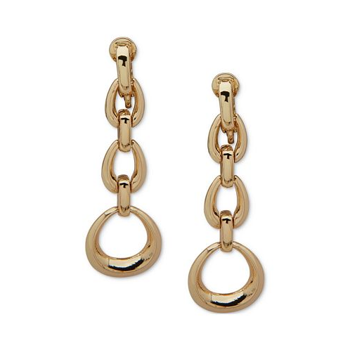 Anne Klein Gold-Tone Open Oval Linear Drop Earrings