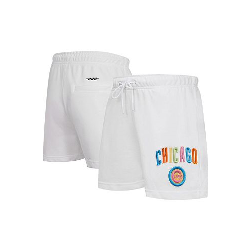 Pro Standard Womens White Chicago Cubs Washed Neon Shorts