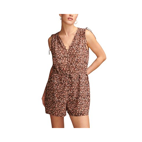 Lucky Brand Womens Cotton Floral-Print Cinched Romper
