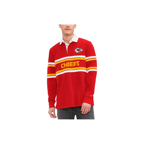 Tommy Hilfiger Mens Red Kansas City Chiefs Cory Varsity Rugby Long Sleeve T-shirt