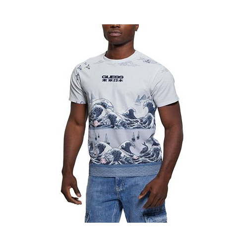 GUESS Mens Pacific Waves Graphic Crewneck T-Shirt