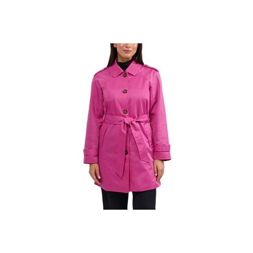 Ellen Tracy Womens Womens Cinched Waist Gillet Trench Coat
