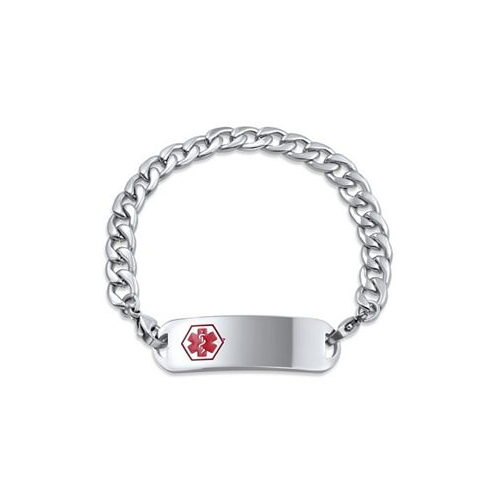 Bling Jewelry Lightweight Blank Identification Medical ID Link Bracelet For Men Stainless Steel 8.5in