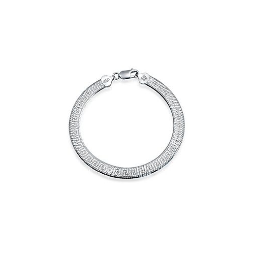 Bling Jewelry Herringbone Reversible Flat Greek Key Design Flexible Strong Chain For Women Bracelet .925 Sterling Silver Made In Italy
