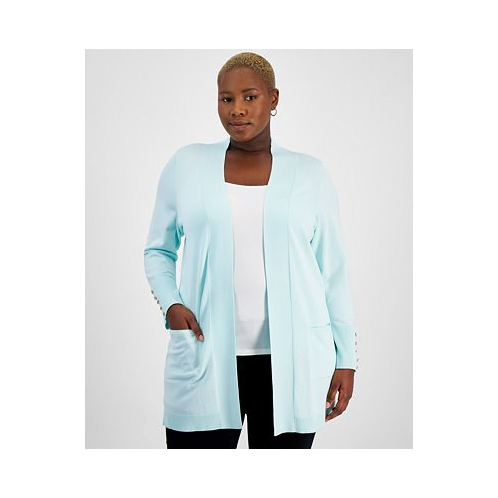 JM Collection Plus Size Open-Front Long-Sleeve Cardigan