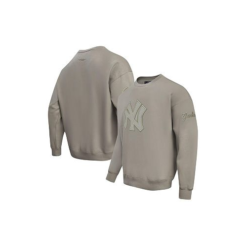 Pro Standard Mens Pewter New York Yankees Neutral Drop Shoulder Pullover Sweatshirt