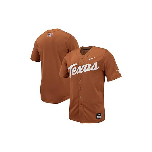 Nike Mens Texas Orange Texas Longhorns Replica Full-Button Baseball Jersey