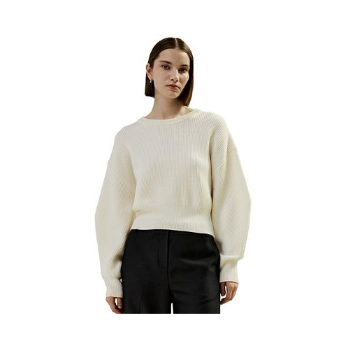 LILYSILK Round Neck Drop-Shoulder Merino Wool Sweater for Women