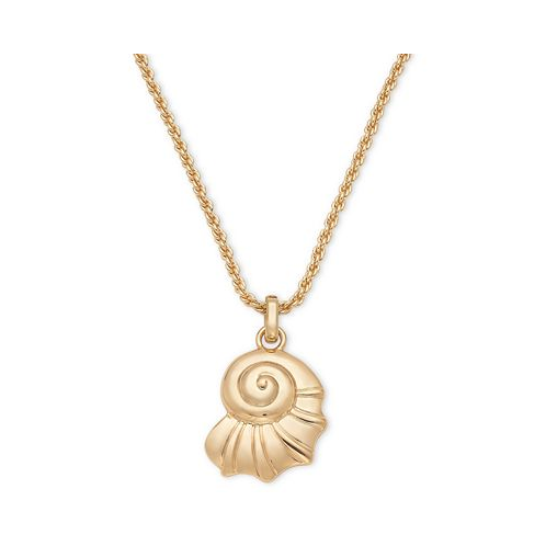 On 34th Gold-Tone Seashell Pendant Necklace 38 + 2 extender