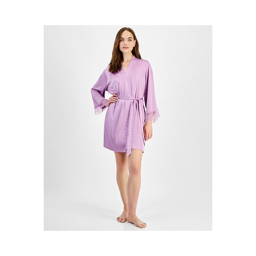 I.N.C. International Concepts Womens Lace-Trim Stretch Satin Robe