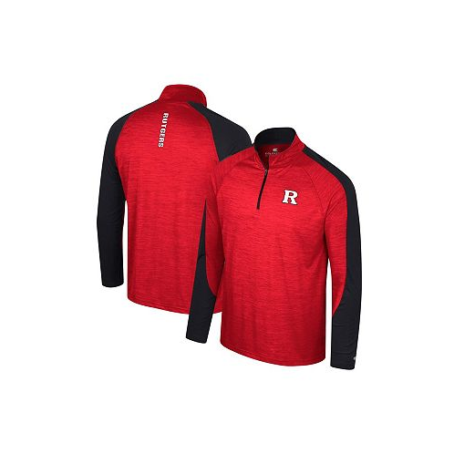 Colosseum Mens Scarlet Rutgers Scarlet Knights Langmore Raglan Quarter-Zip Top