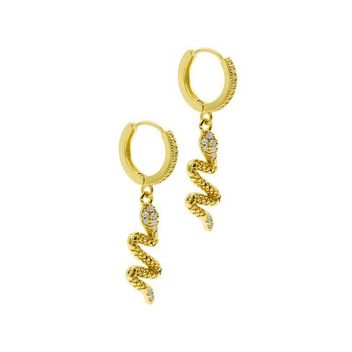 ADORNIA 14K Gold-Plated Snake Dangle Huggie Hoop Earrings