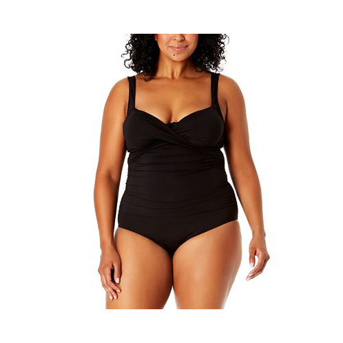 Anne Cole Plus Size Draped-Front One-Piece Swimsuit