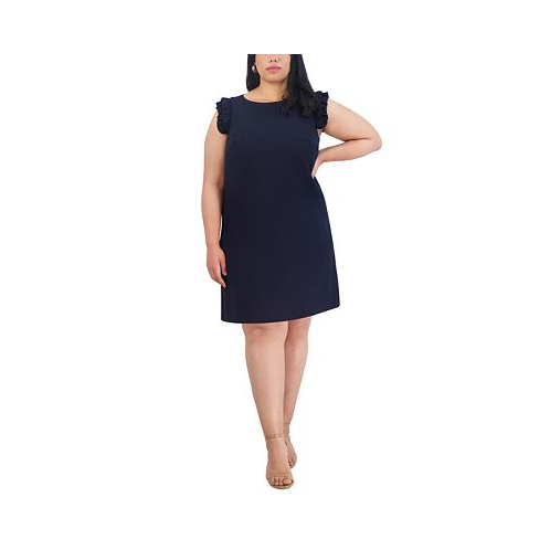 Jessica Howard Plus Size Ruffle-Shoulder Shift Dress