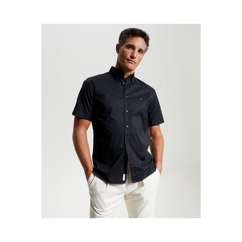 Tommy Hilfiger Mens Flex Poplin Regular-Fit Short-Sleeve Shirt